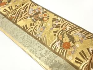 雪輪に花蝶模様織出し袋帯